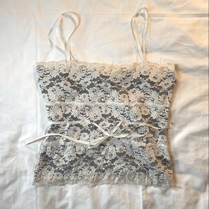 Cottagecore lace tank top with waist ribbon